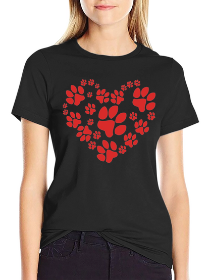 Paw Print Heart T-Shirt - Animal Lover Tee