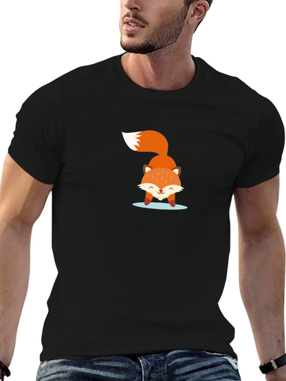 Cute Fox Graphic Black T-Shirt