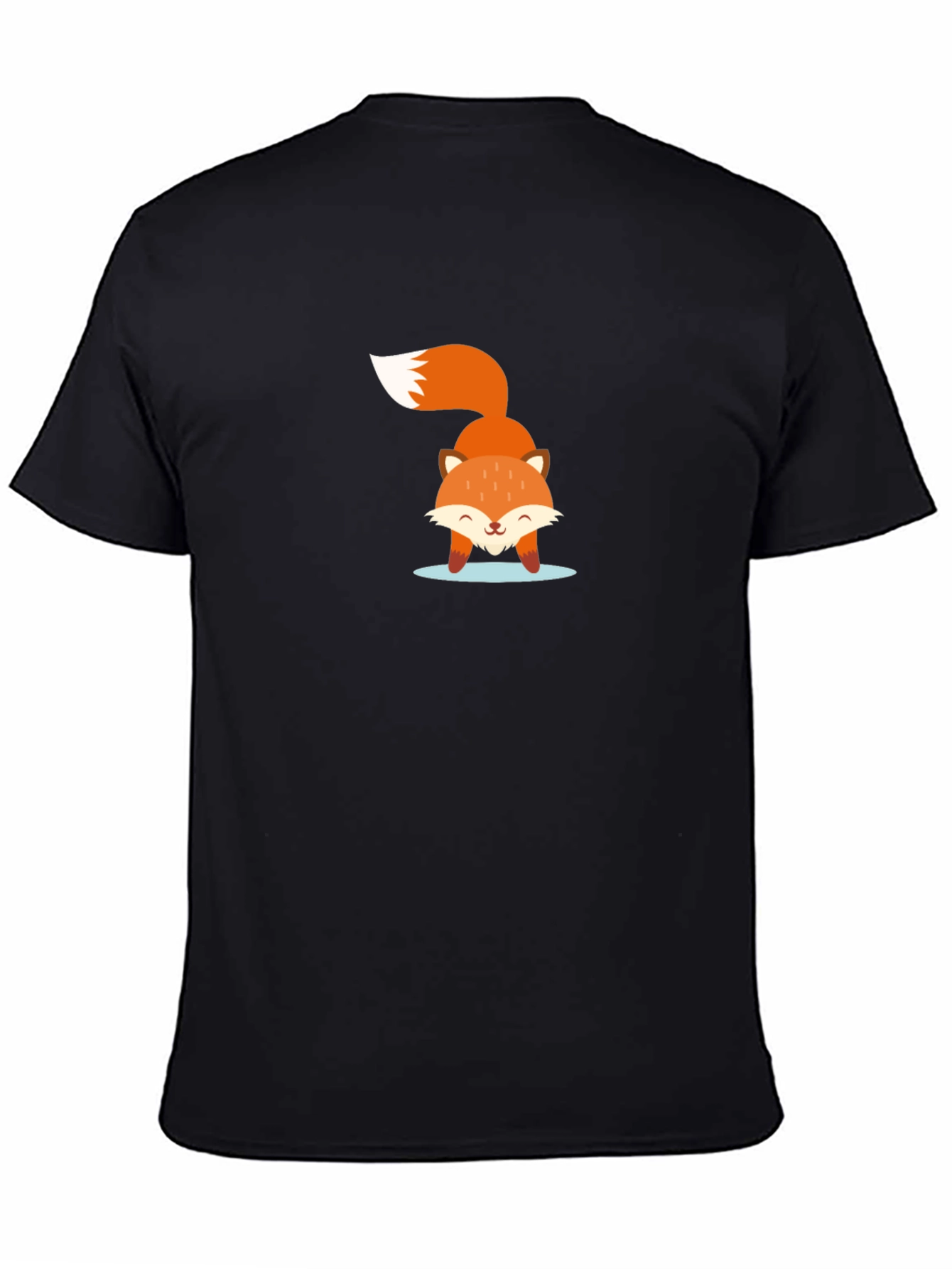 Cute Fox Graphic Black T-Shirt
