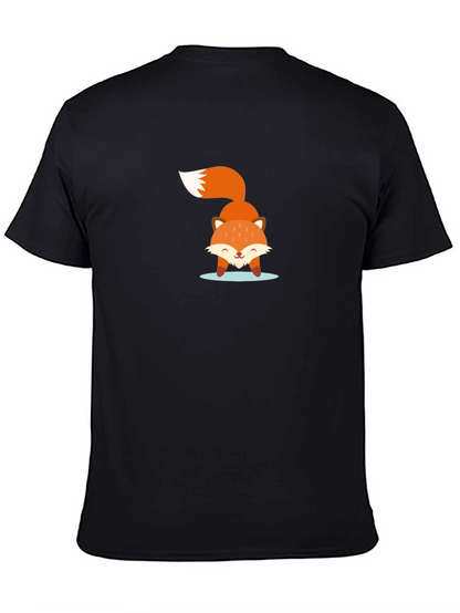 Cute Fox Graphic Black T-Shirt