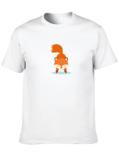 Cute Fox Graphic Black T-Shirt