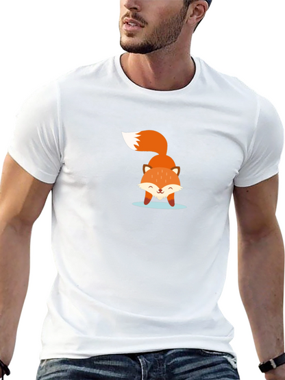 Cute Fox Graphic Black T-Shirt