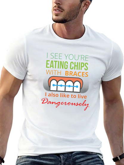 Funny Eating Chips With Braces T-Shirt