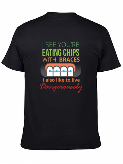Funny Eating Chips With Braces T-Shirt