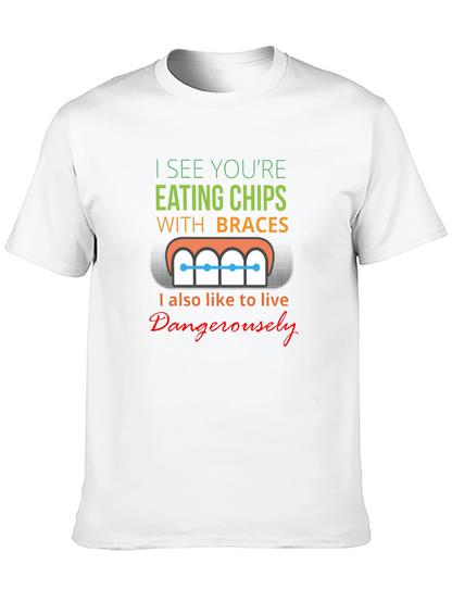Funny Eating Chips With Braces T-Shirt