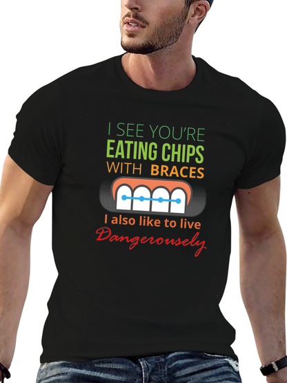 Funny Eating Chips With Braces T-Shirt