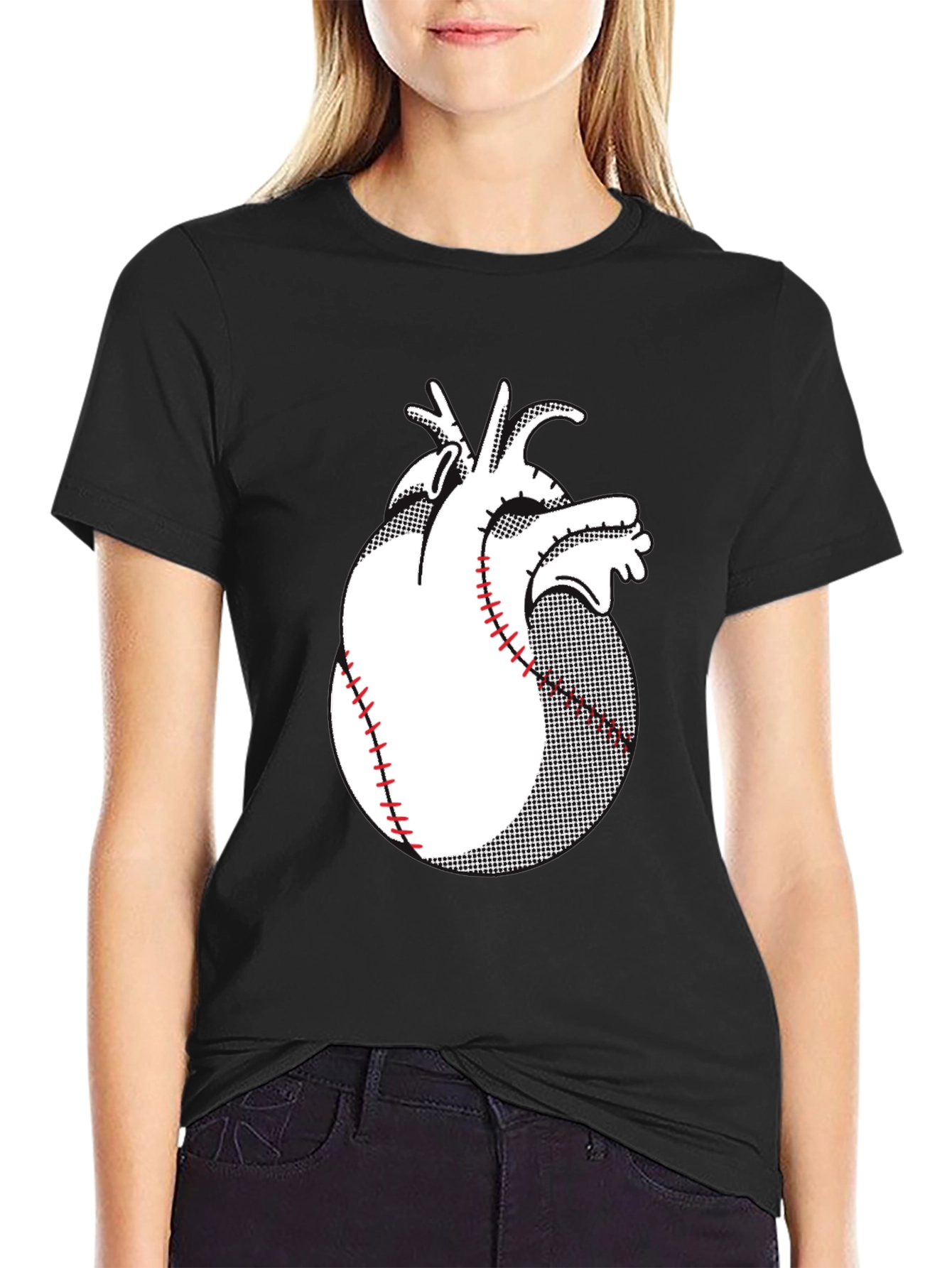 Anatomical Heart Baseball Graphic Tee