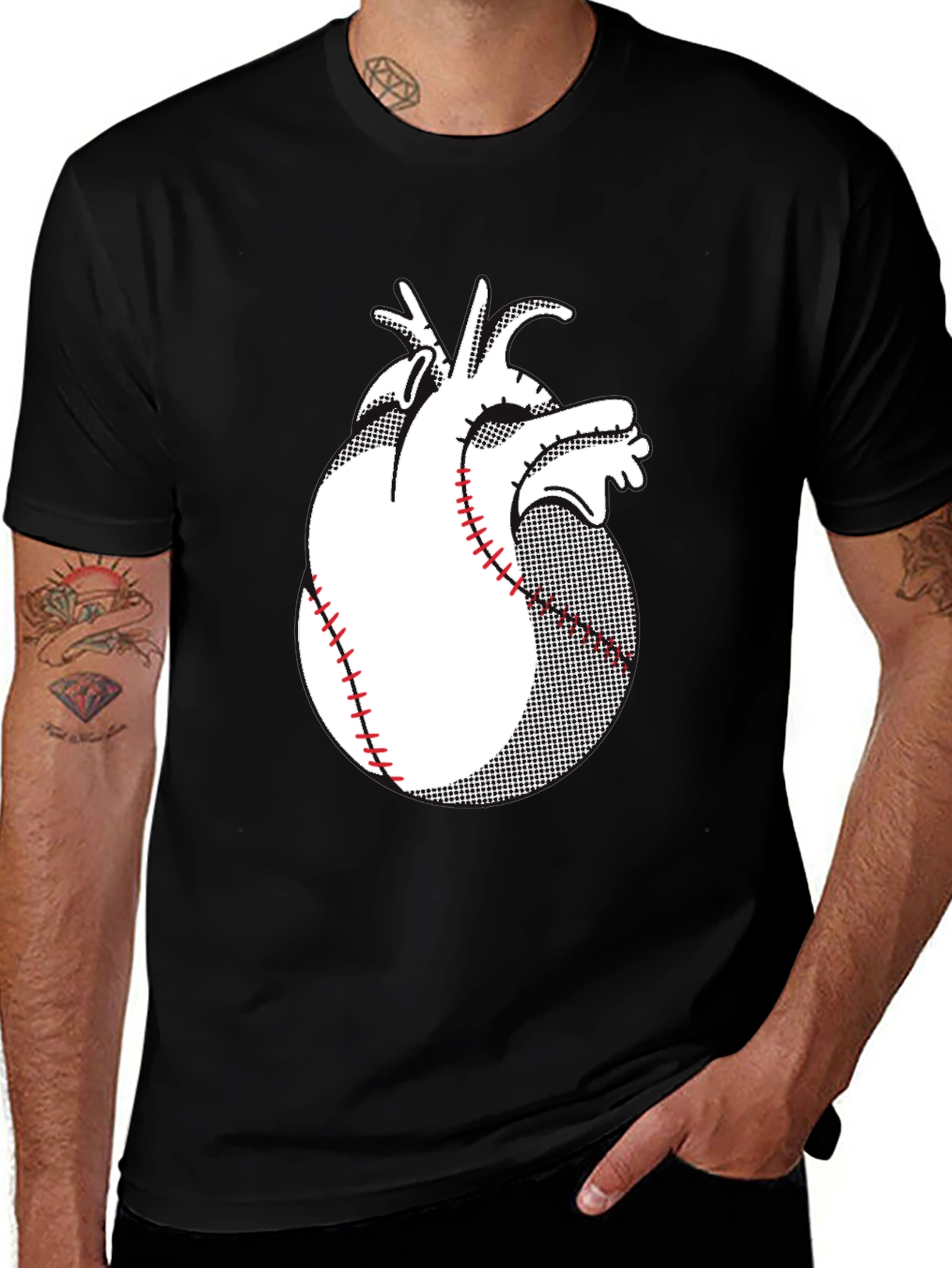 Anatomical Heart Baseball Graphic Tee