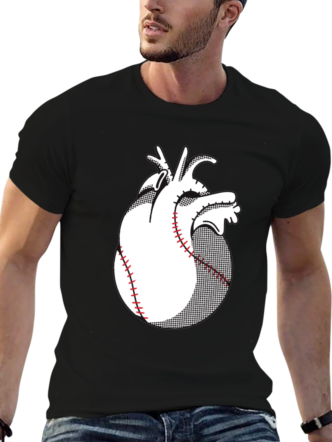 Anatomical Heart Baseball Graphic Tee