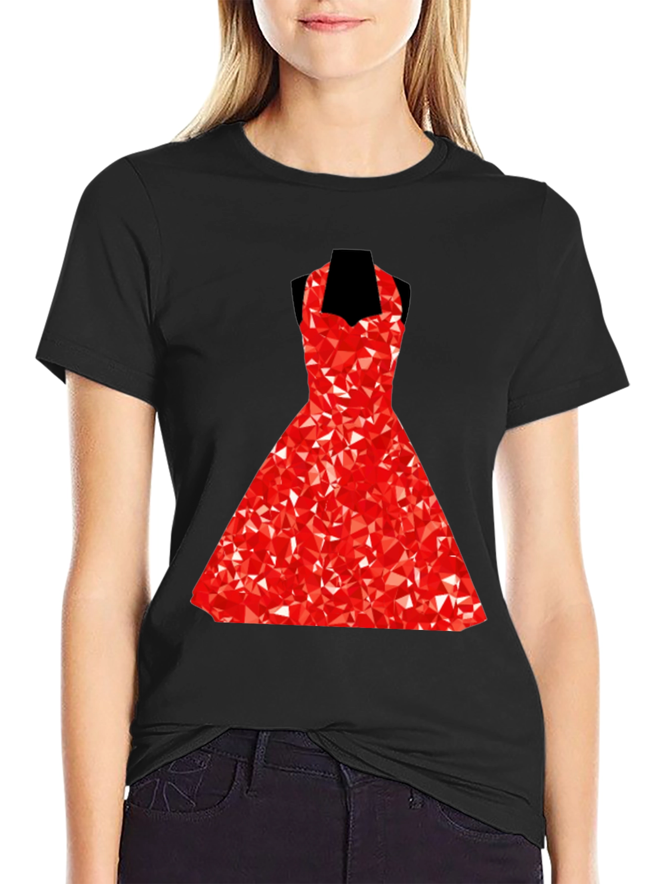 Geometric Red Dress Graphic T-Shirt