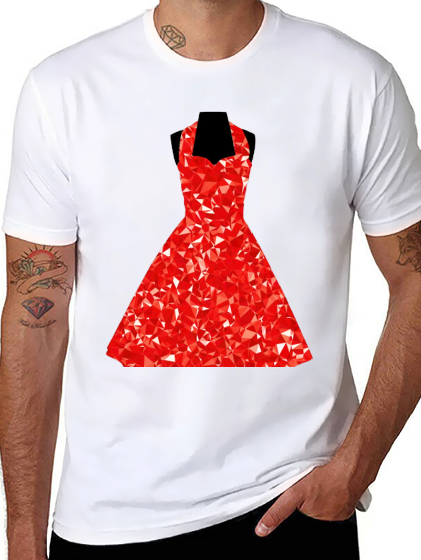 Geometric Red Dress Graphic T-Shirt