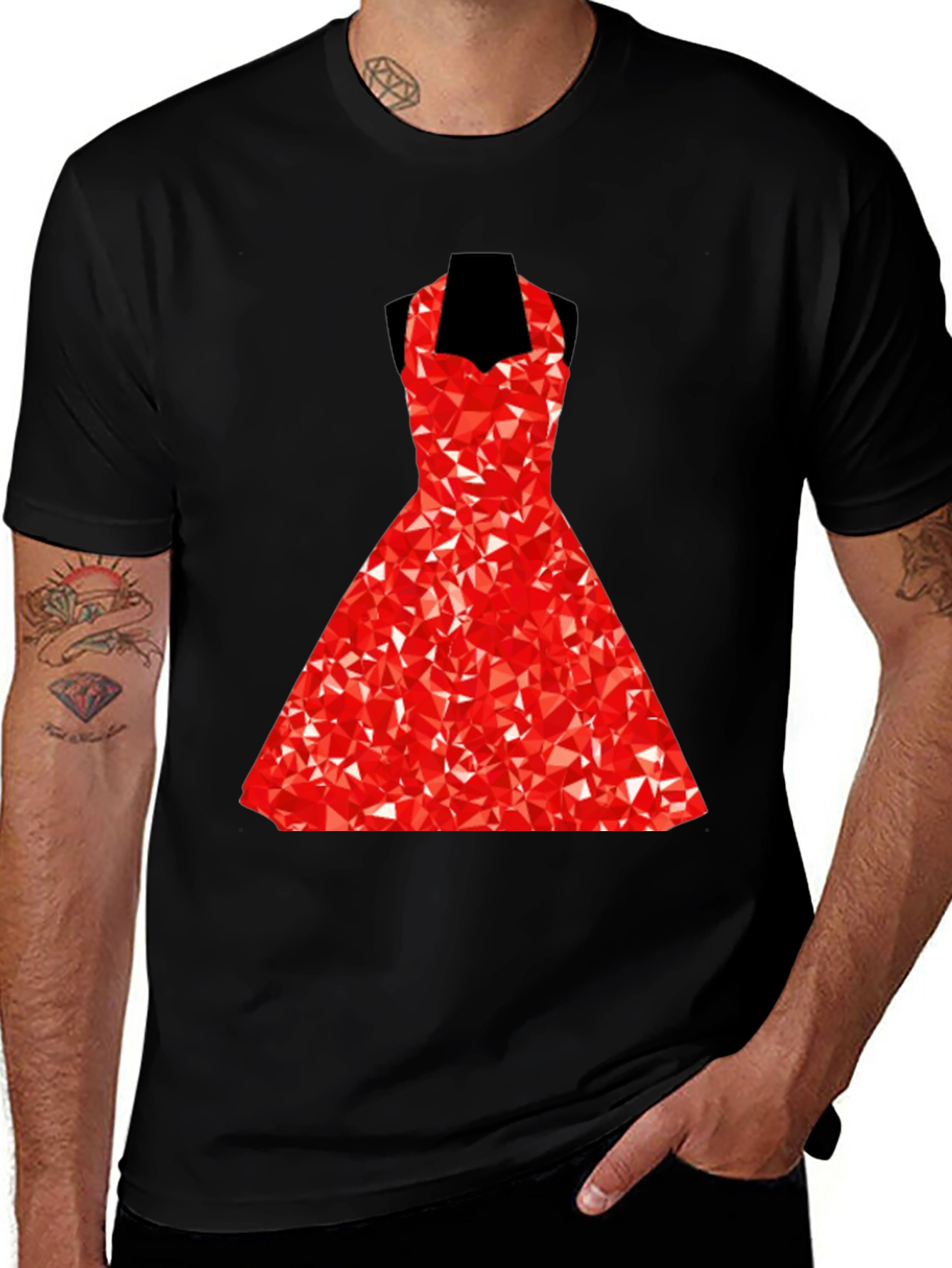 Geometric Red Dress Graphic T-Shirt
