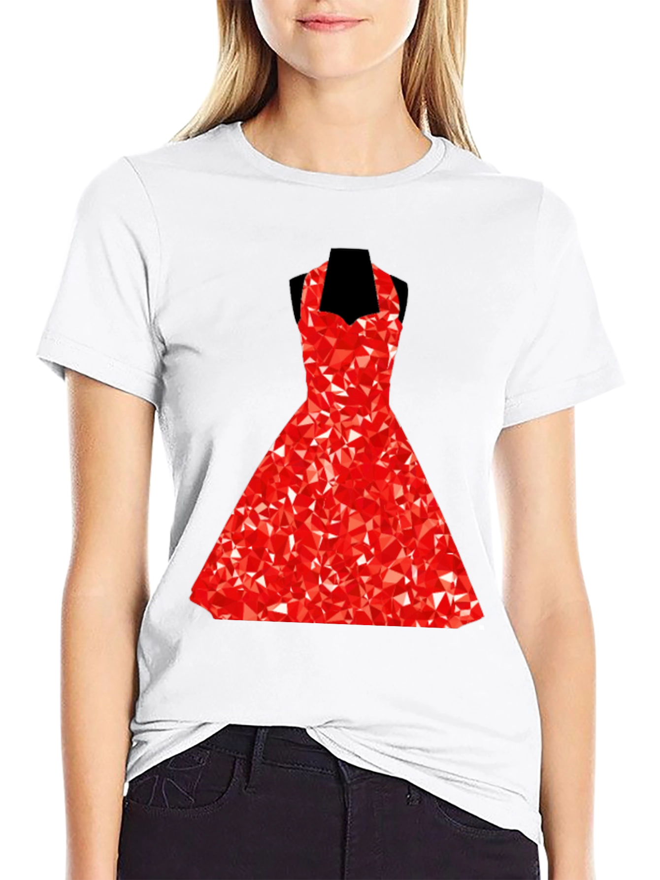 Geometric Red Dress Graphic T-Shirt