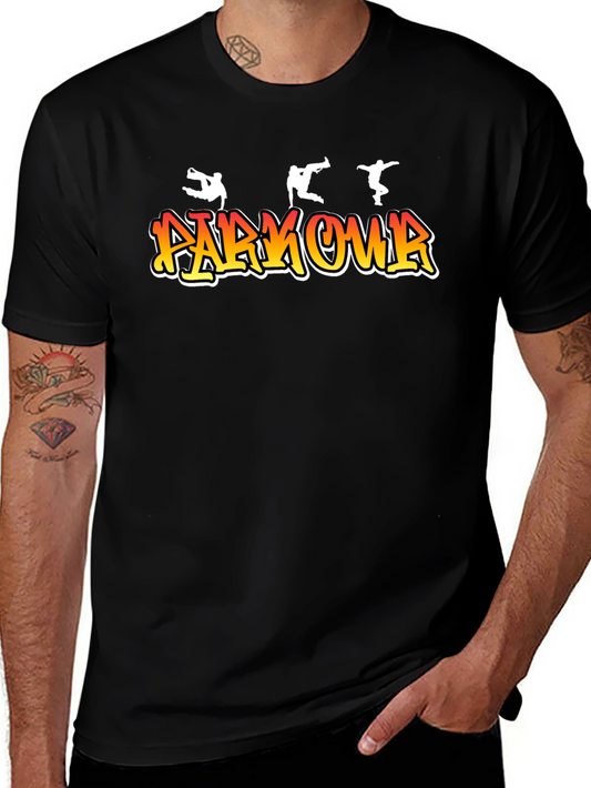 Parkour Graphic Print Black T-Shirt