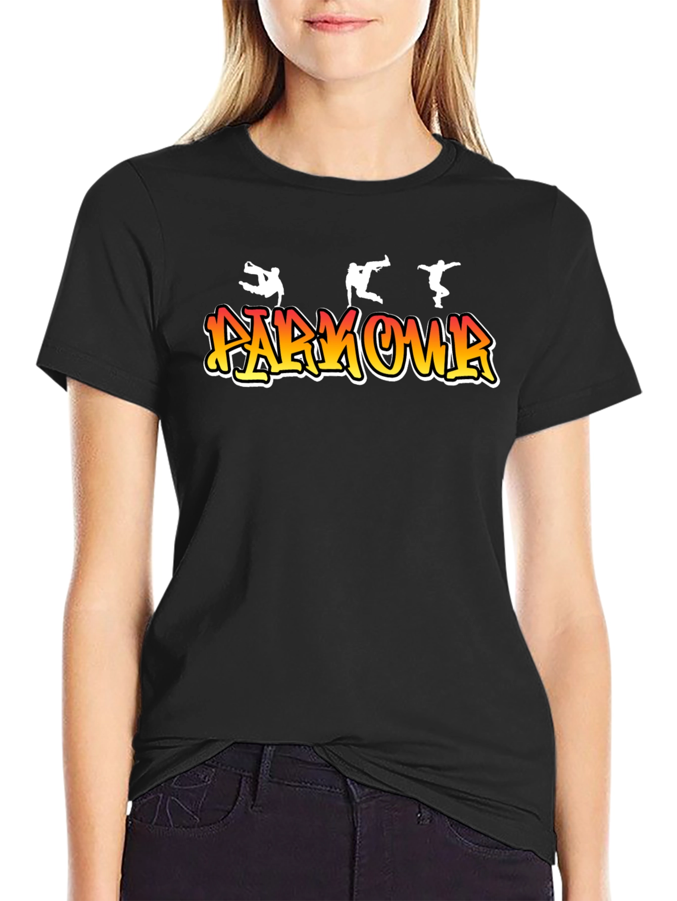 Parkour Graphic Print Black T-Shirt