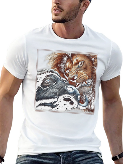 Lion vs Buffalo Graphic Tee - Black
