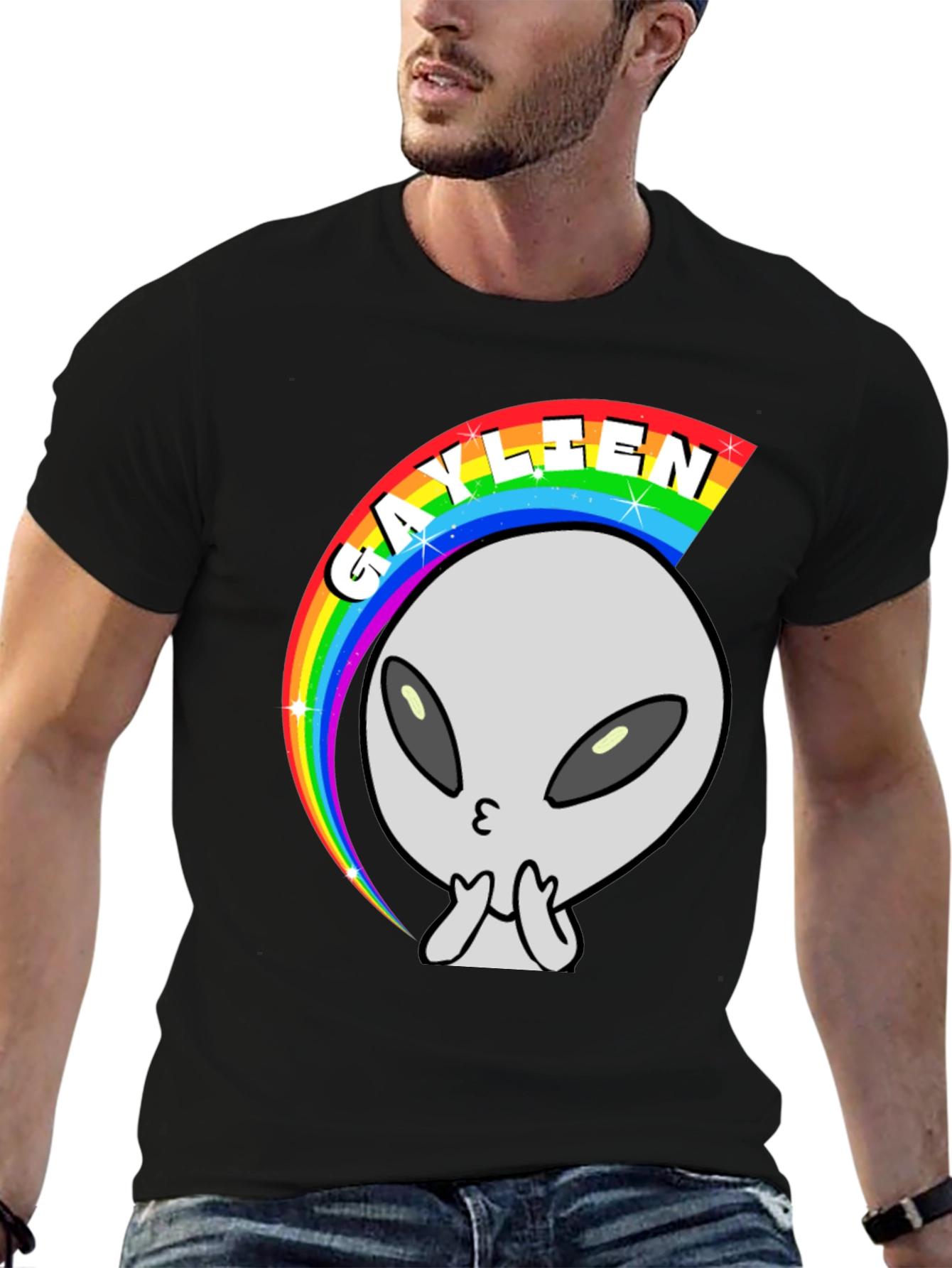 Gaylien Rainbow T-Shirt - Black