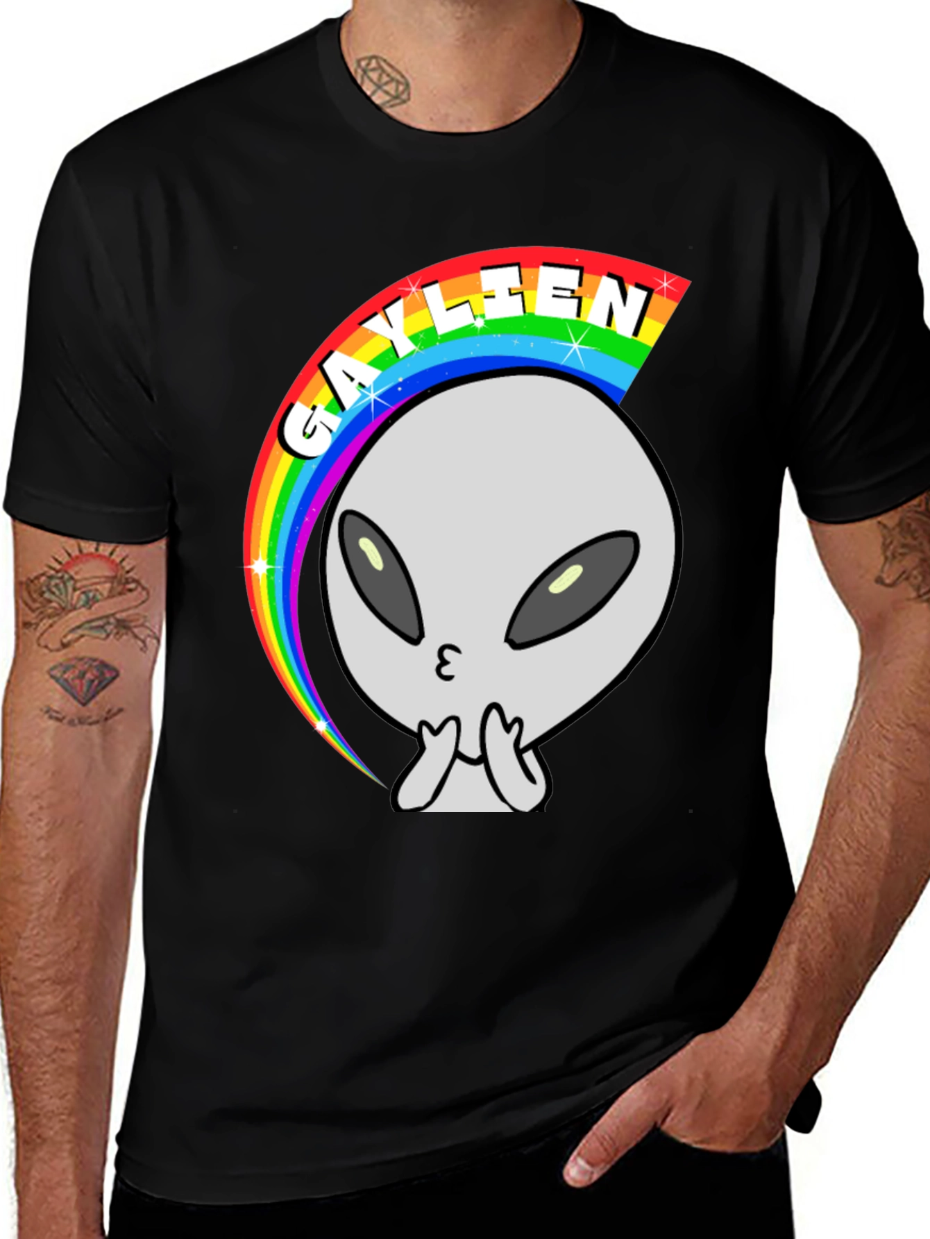 Gaylien Rainbow T-Shirt - Black