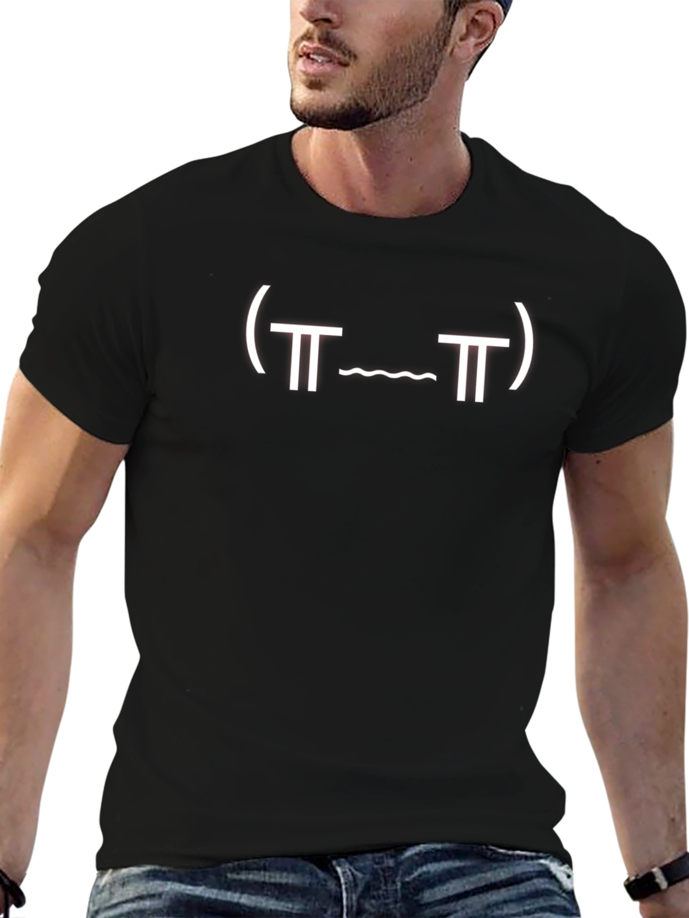Black T-Shirt with Kawaii Face Design