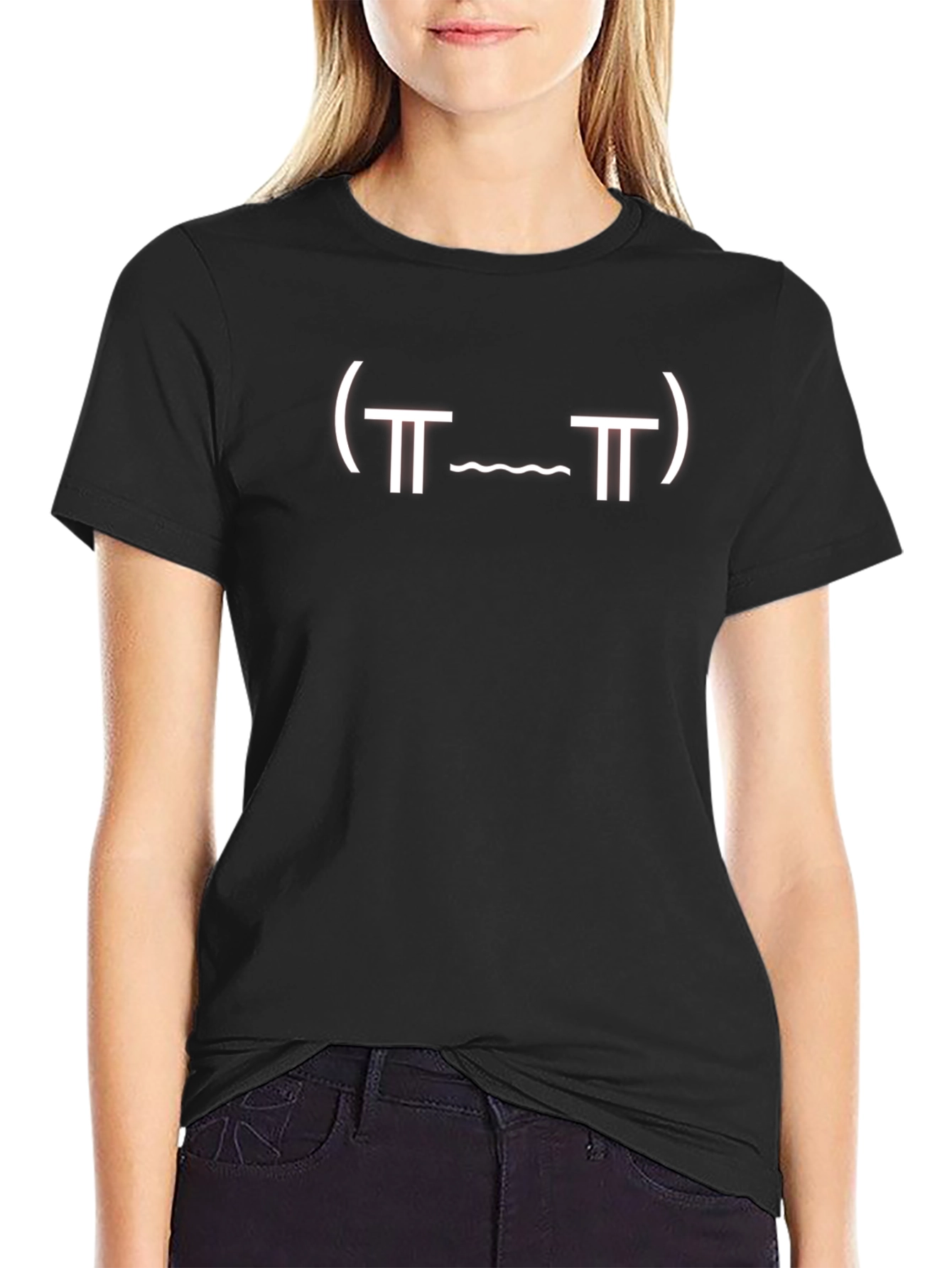 Black T-Shirt with Kawaii Face Design