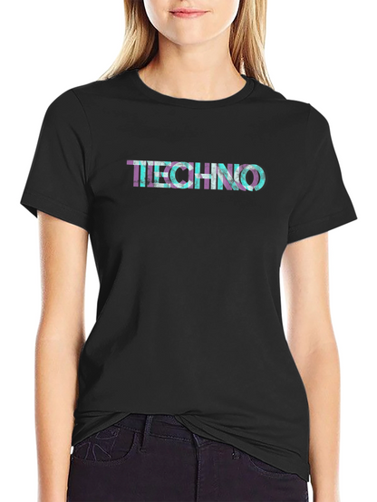 Techno Graphic Print Crew Neck T-Shirt