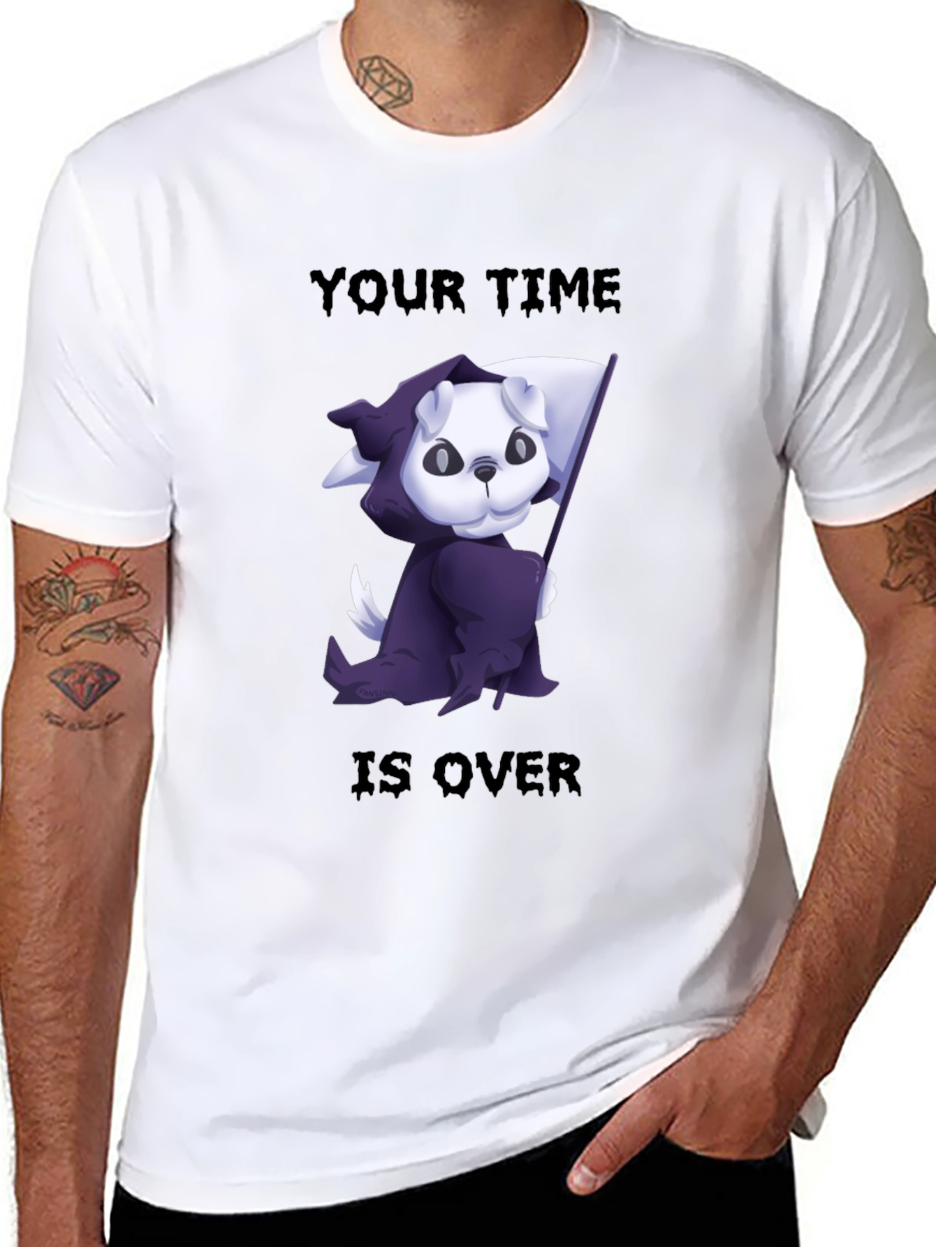 Grim Reaper Dog T-Shirt - Your Time is Over!