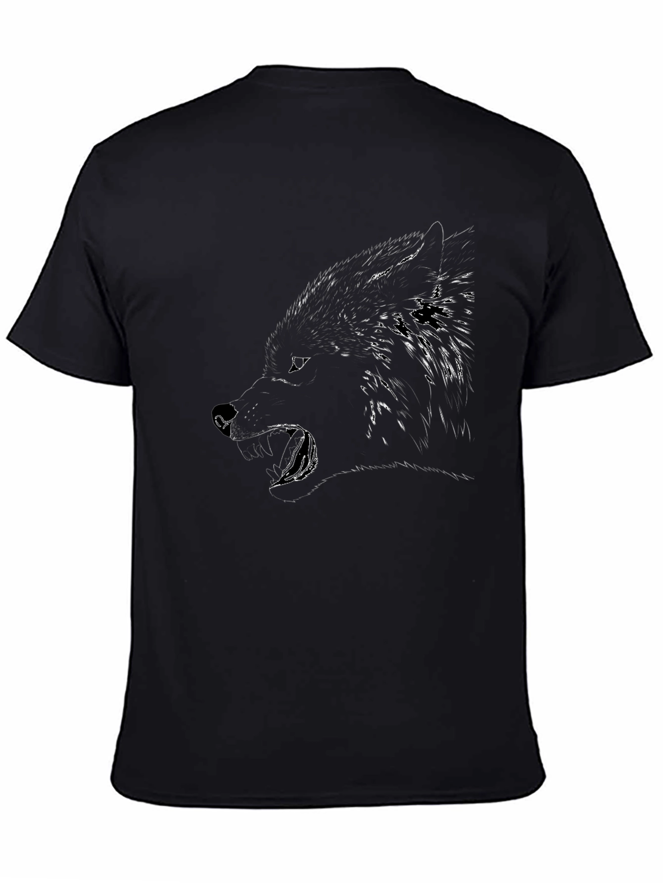 Mens Graphic Tee - Black Wolf Design