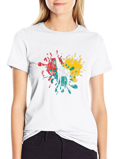 Giraffe Splatter Graphic Black T-Shirt