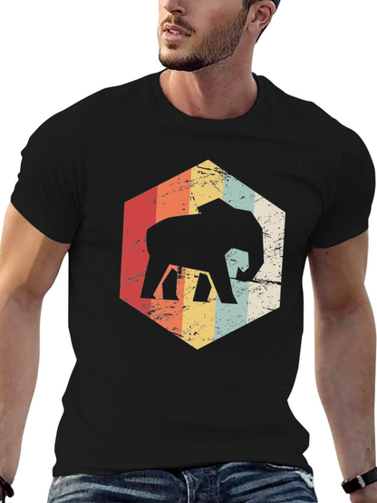 Retro Elephant Graphic Tee - Black