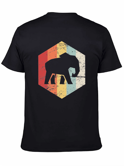 Retro Elephant Graphic Tee - Black