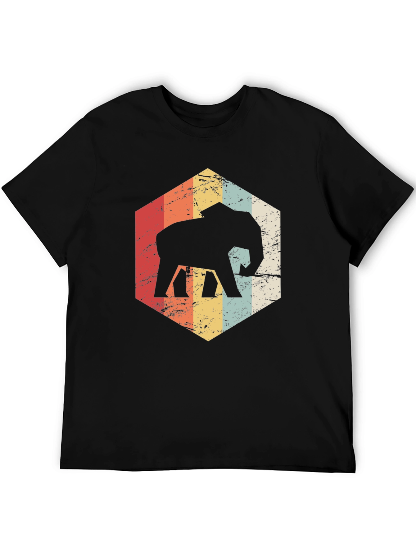 Retro Elephant Graphic Tee - Black