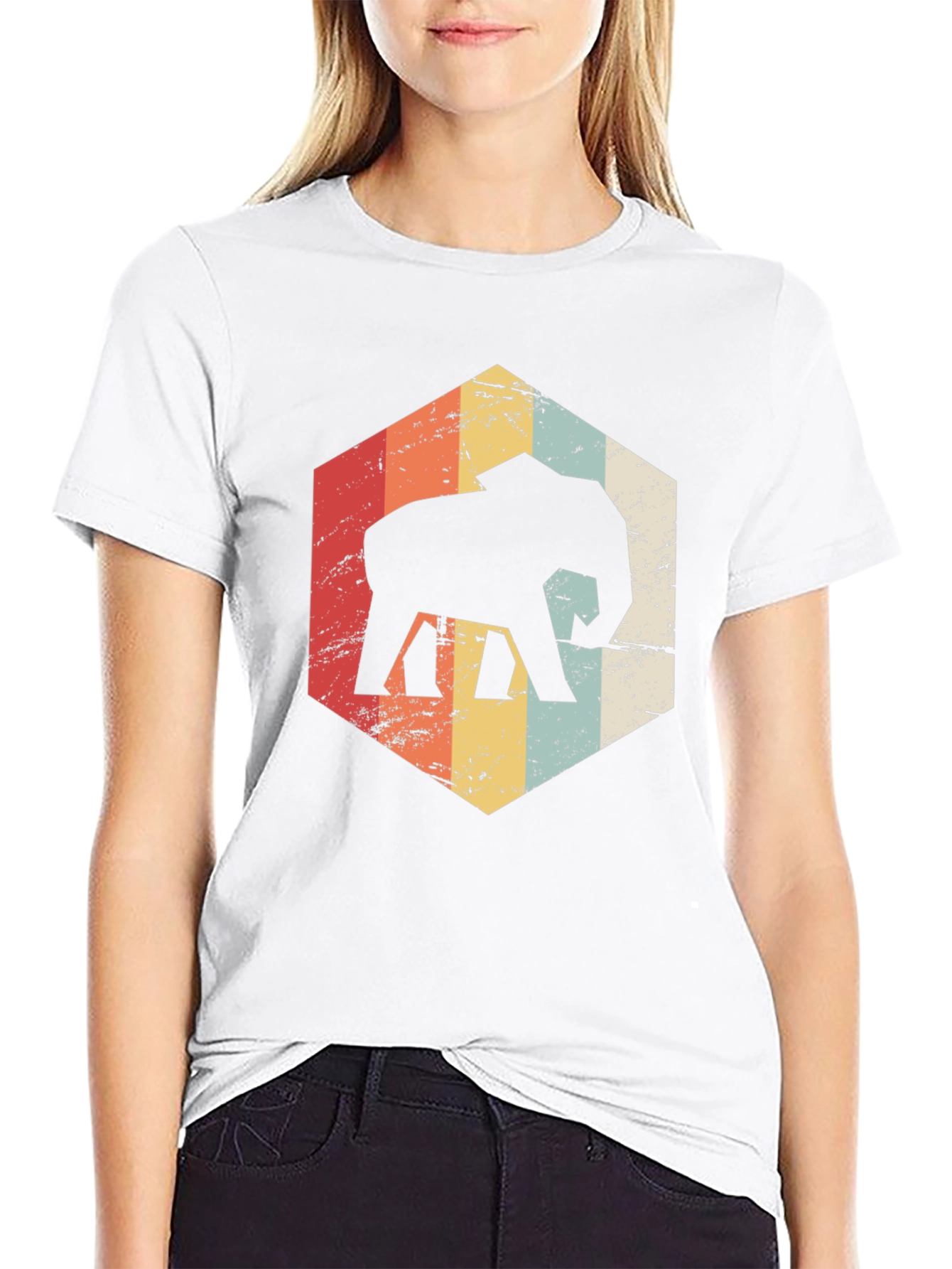 Retro Elephant Graphic Tee - Black