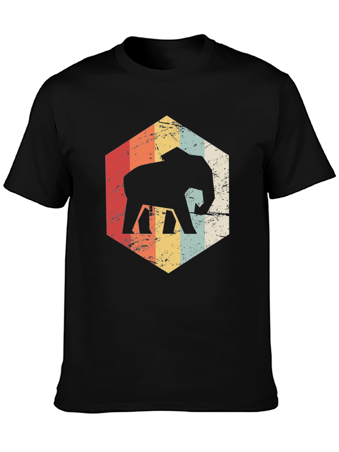 Retro Elephant Graphic Tee - Black