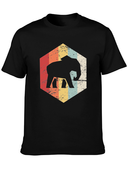 Retro Elephant Graphic Tee - Black