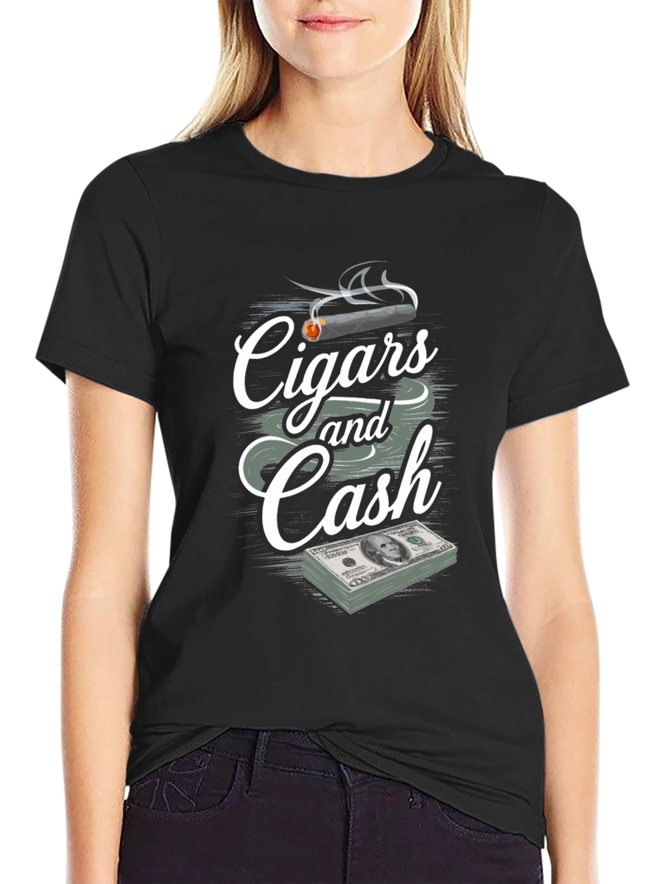 Cigars and Cash Graphic Print T-Shirt