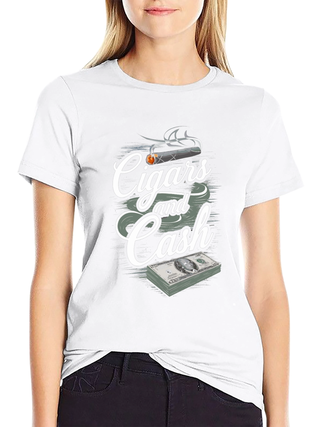 Cigars and Cash Graphic Print T-Shirt