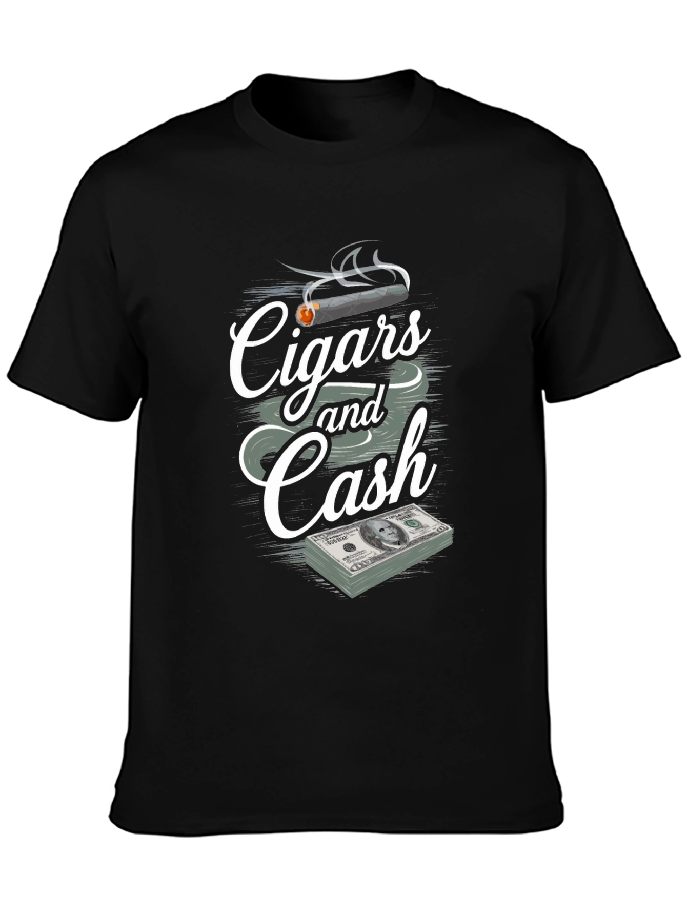 Cigars and Cash Graphic Print T-Shirt