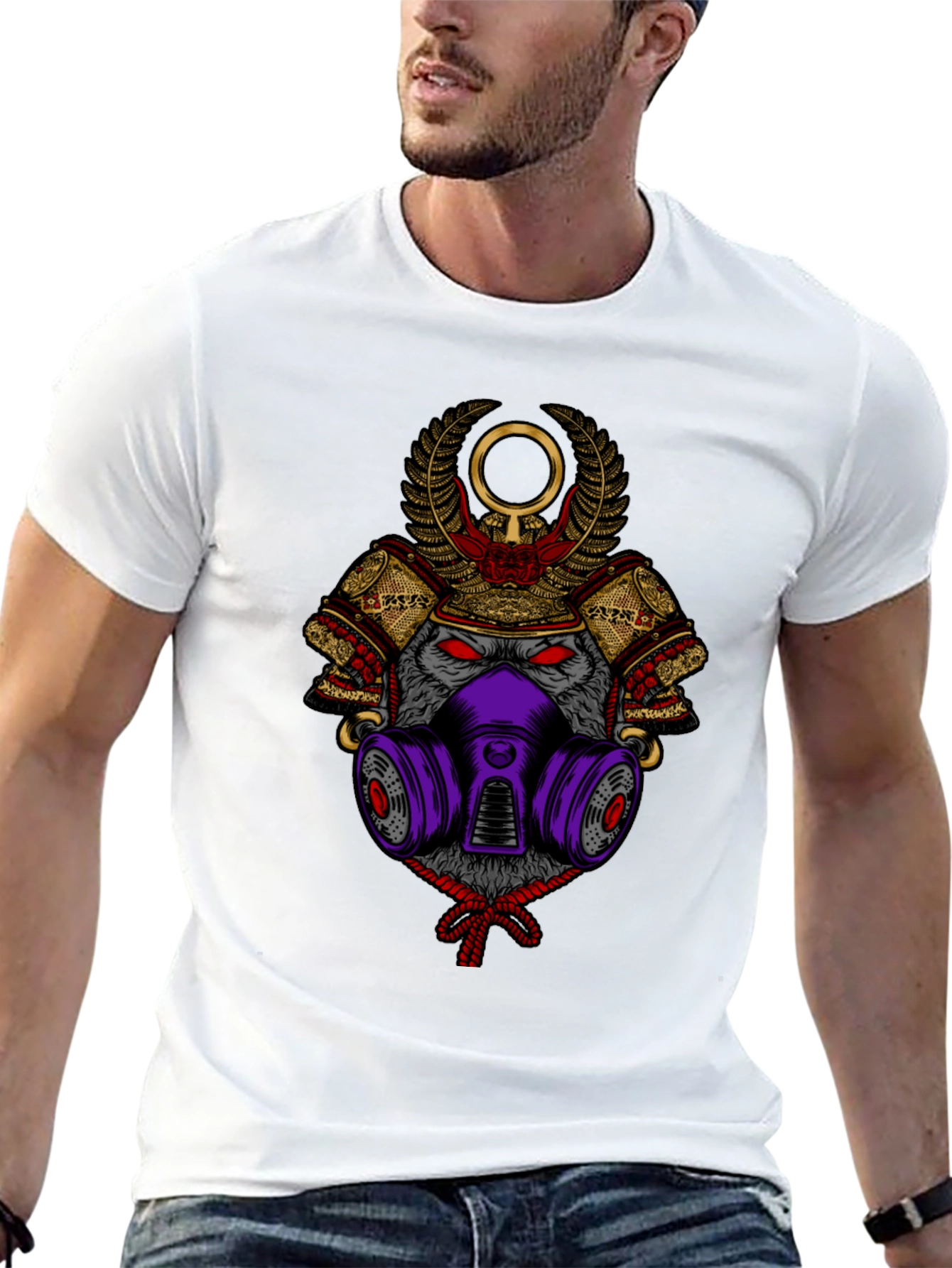 Samurai Wolf Graphic Tee - Unique Style