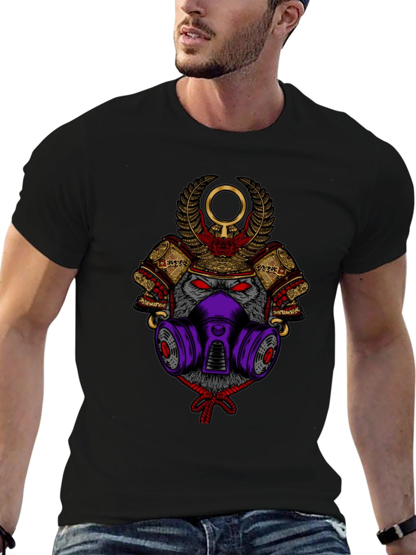 Samurai Wolf Graphic Tee - Unique Style