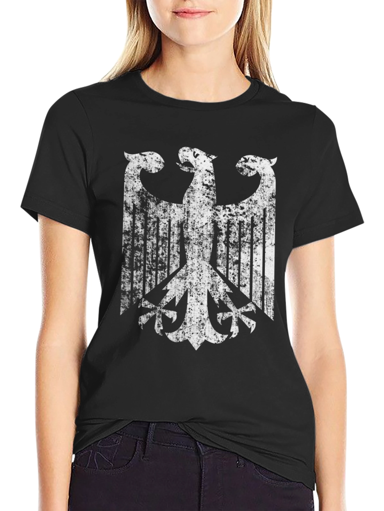 Distressed Eagle Graphic Black T-Shirt