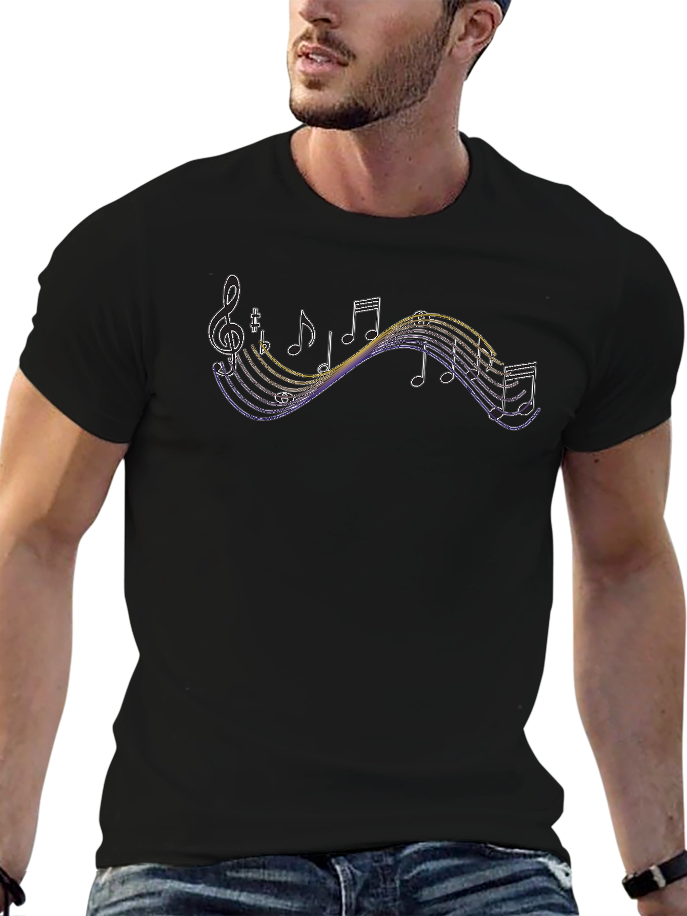 Music Note Graphic Black T-Shirt