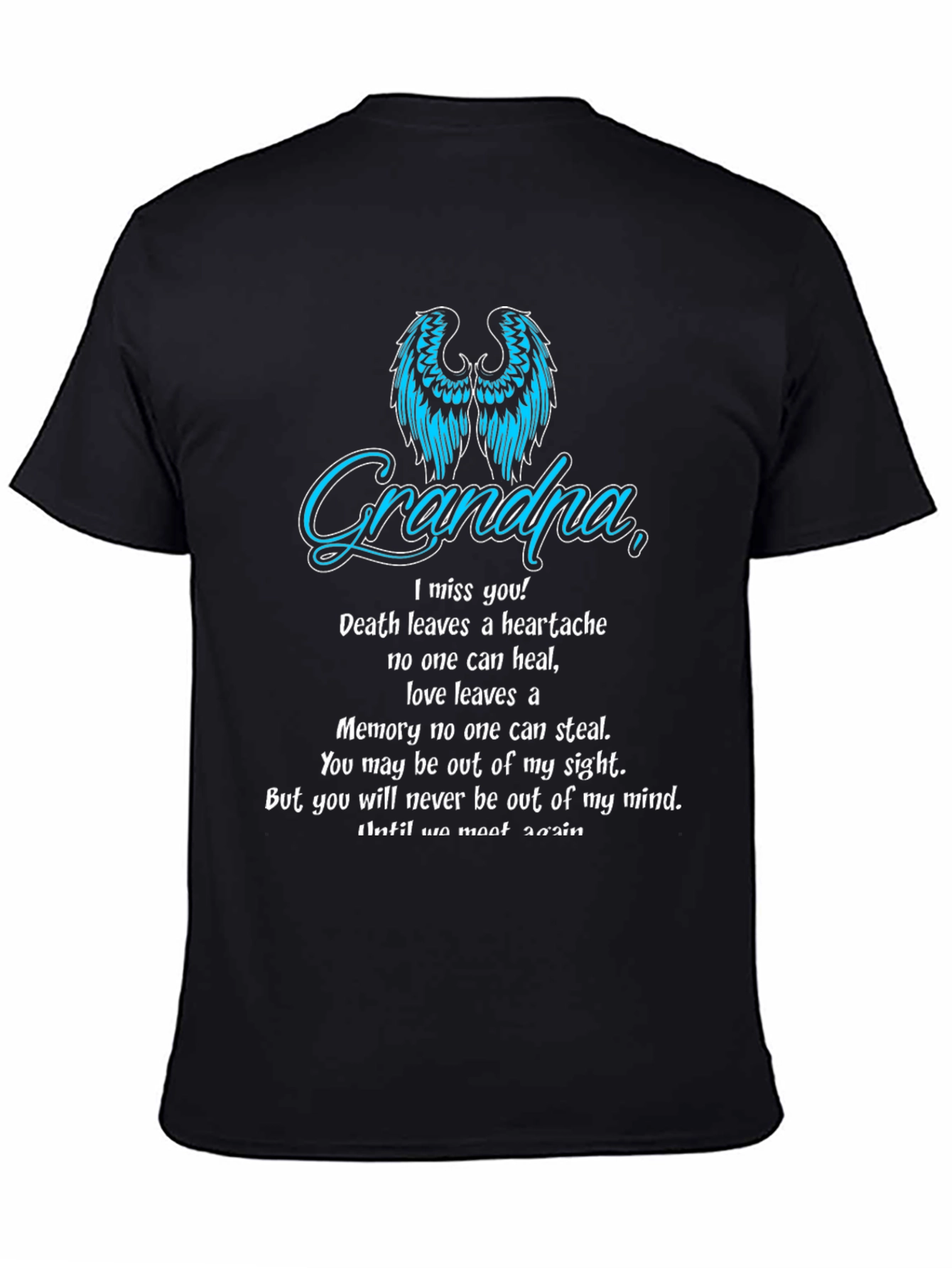 Memorial Grandpa T-Shirt: Angel Wings & Heartfelt Message