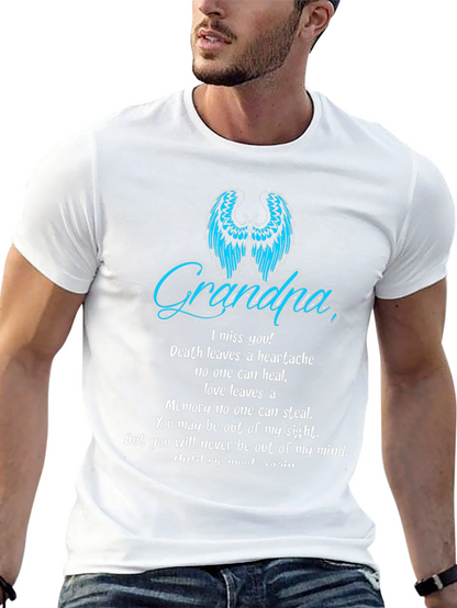 Memorial Grandpa T-Shirt: Angel Wings & Heartfelt Message