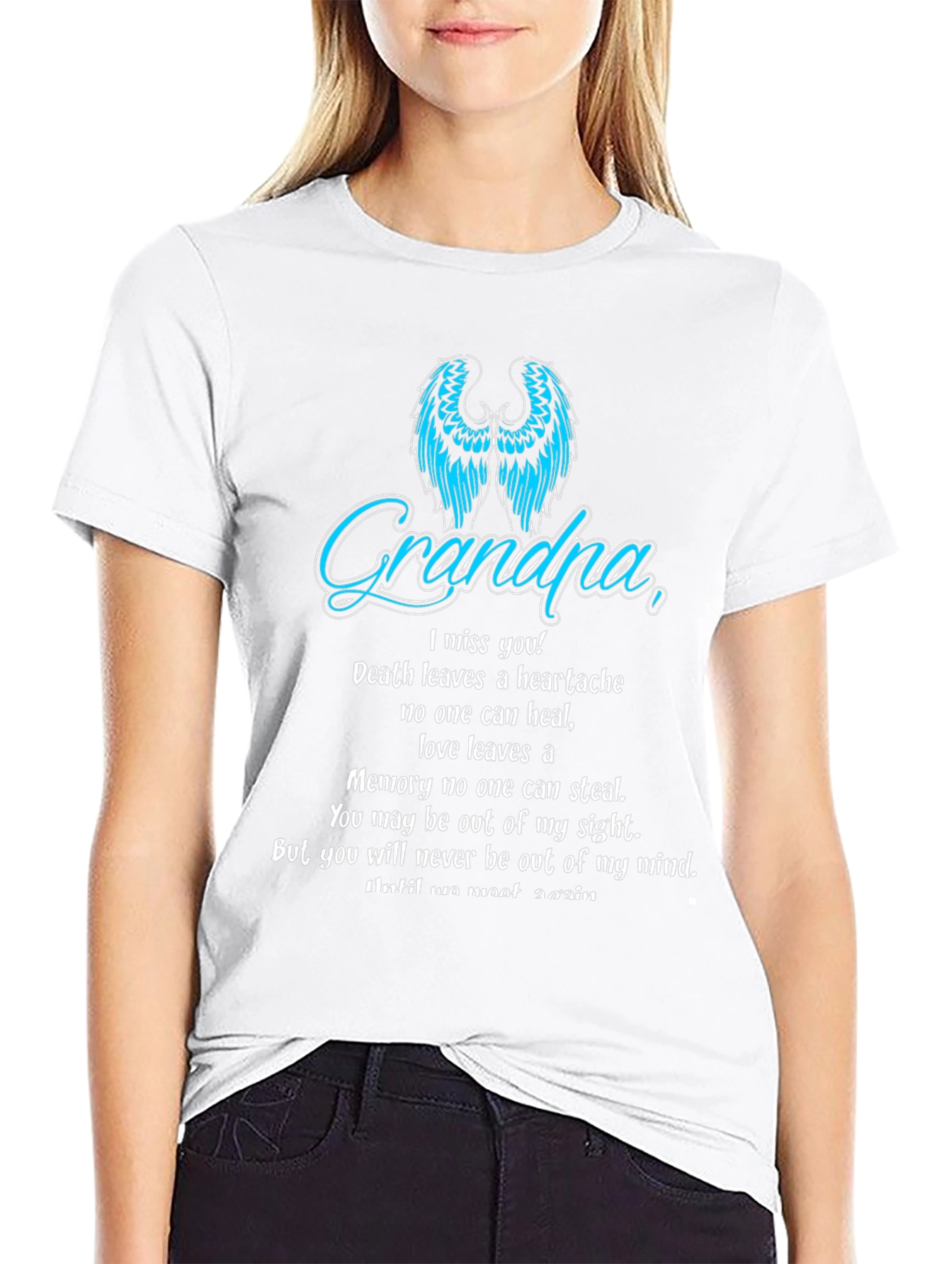 Memorial Grandpa T-Shirt: Angel Wings & Heartfelt Message