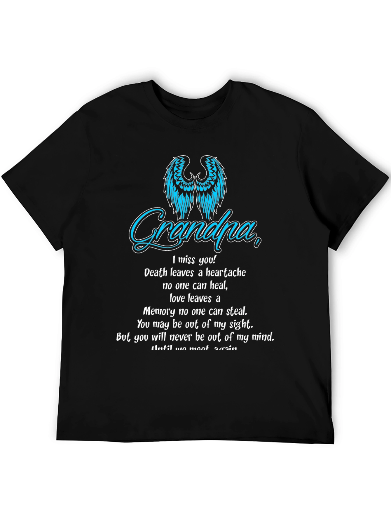Memorial Grandpa T-Shirt: Angel Wings & Heartfelt Message