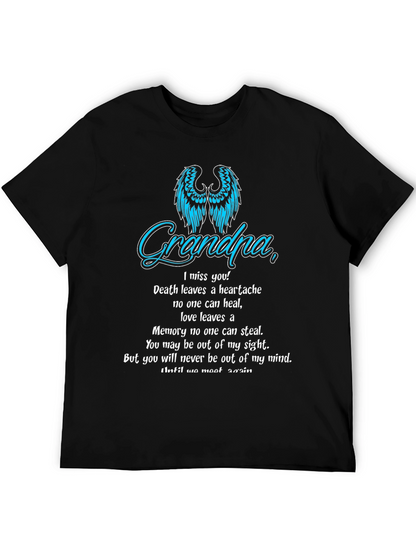 Memorial Grandpa T-Shirt: Angel Wings & Heartfelt Message