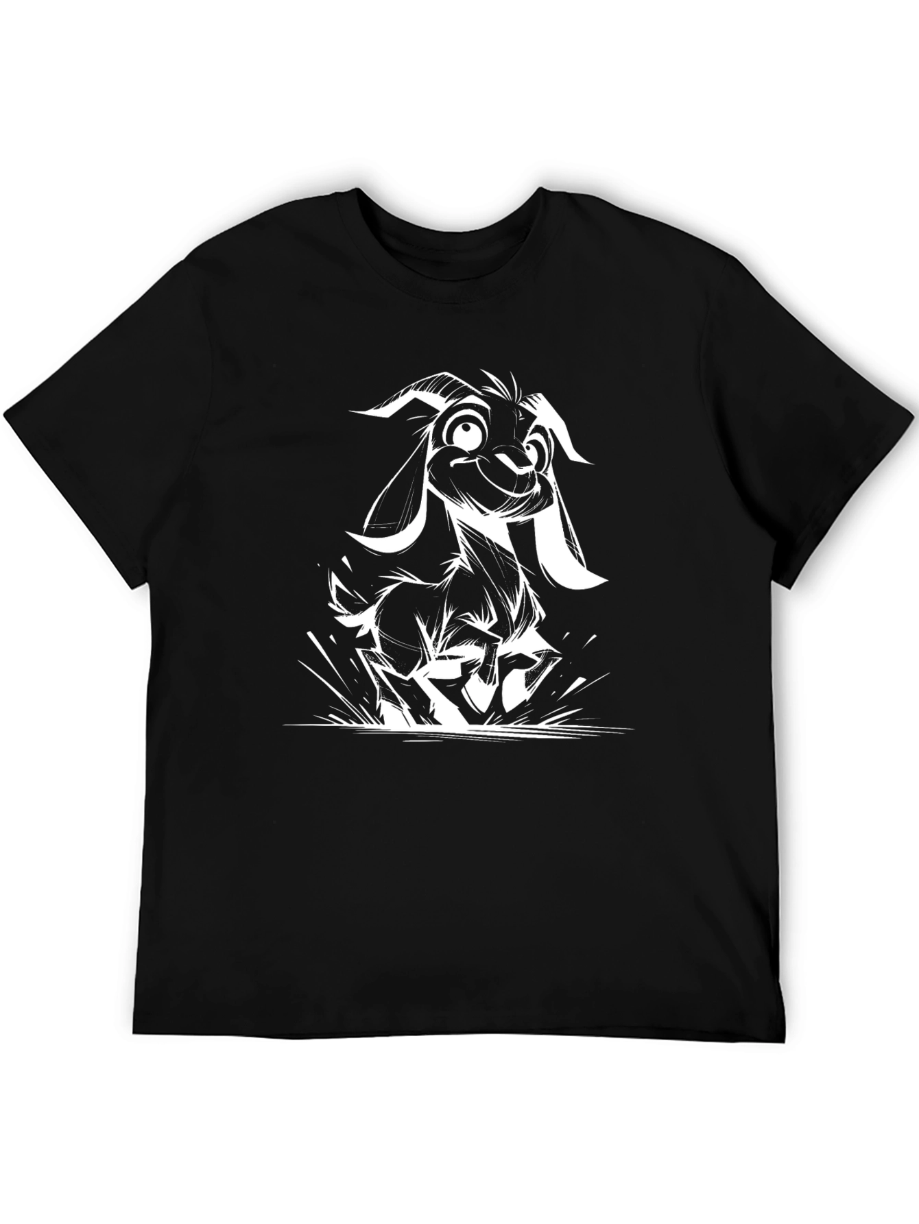 Black Goat Graphic Tee - Funny Animal Design