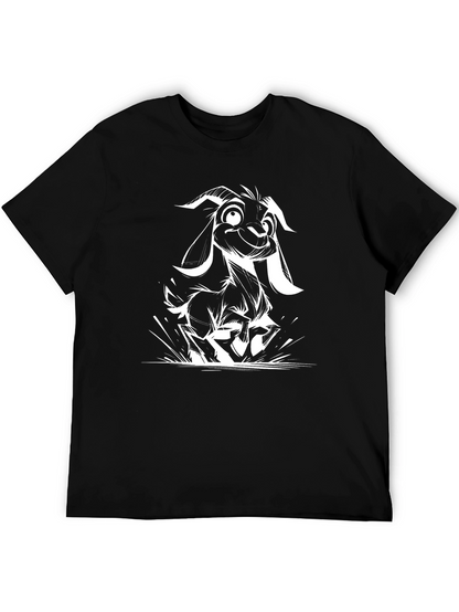 Black Goat Graphic Tee - Funny Animal Design