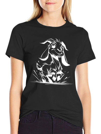 Black Goat Graphic Tee - Funny Animal Design