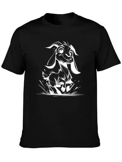 Black Goat Graphic Tee - Funny Animal Design